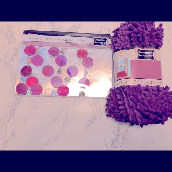 My Locker Other - ☀️Fuchsia & Silver Magnetic School Locker Curtain & Square Locker Fur Rug Carpet